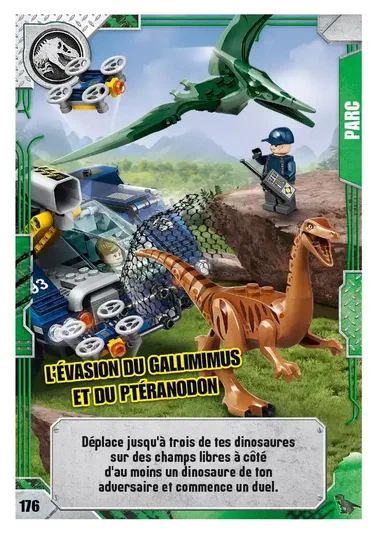 Carte de collection LEGO Jurassic World : L'évasion du Gallimimus et du Ptéranodon