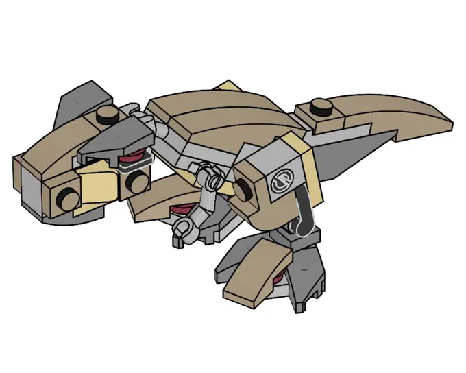 Un Tyrannosaure Rex en briques LEGO beige et gris