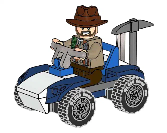 Sinjin Prescott avec un buggy LEGO