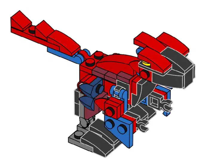 Maquette LEGO du Pyroraptor en rouge et gris