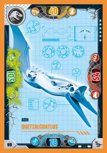 Carte de collection ADN Quetzalcoatlus du jeu LEGO Jurassic World Série 2