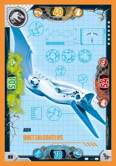 Carte de collection ADN Quetzalcoatlus du jeu LEGO Jurassic World Série 2
