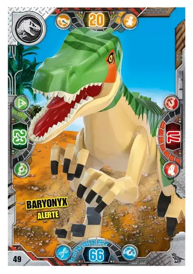 Carte de collection LEGO Jurassic World : Baryonyx alerte