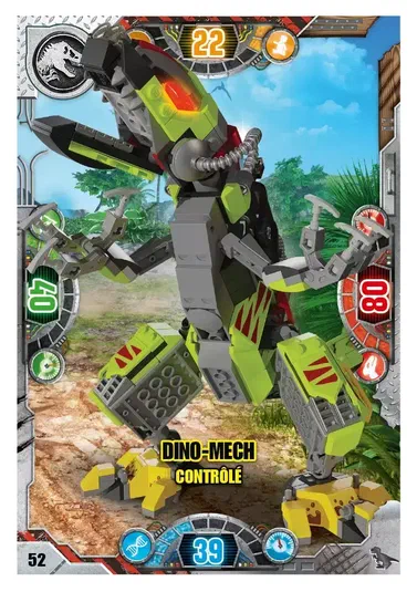 Carte de collection LEGO Jurassic World Série 2 n°52 : Dino-Mech contrôlé