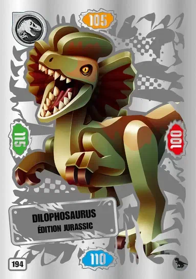 Carte de collection LEGO Jurassic World : Dilophosaurus édition jurassic