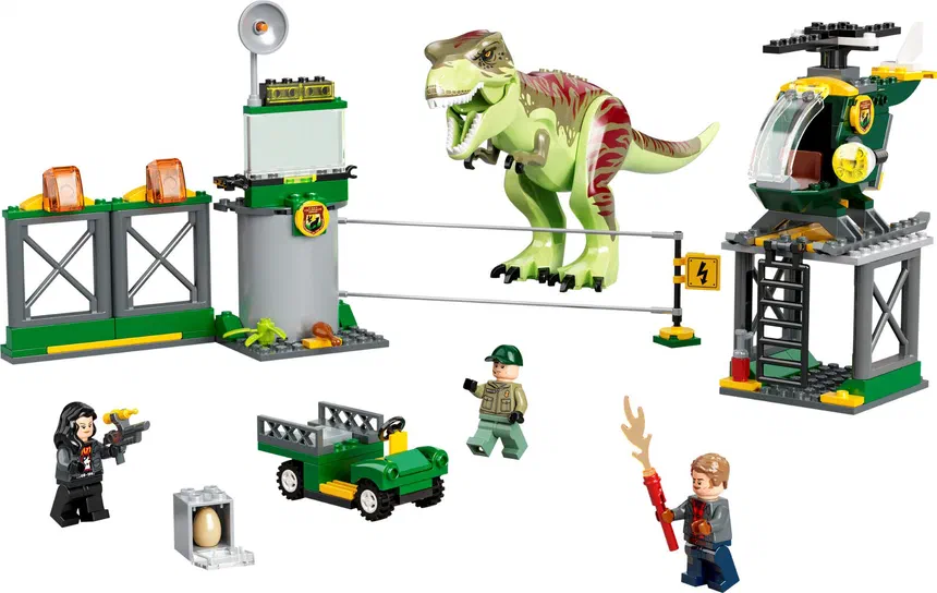 Ensemble de construction LEGO Jurassic World avec un dinosaure, une base et des personnages