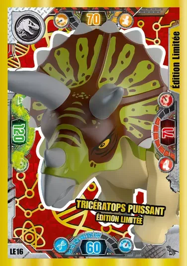 Carte de collection LEGO Jurassic World : Tricératops puissant édition limitée