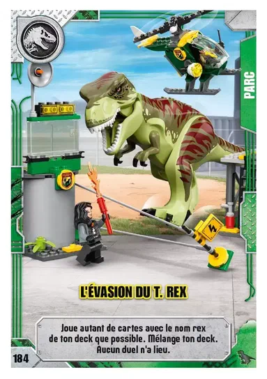 Carte de collection LEGO Jurassic World : L'évasion du T. rex
