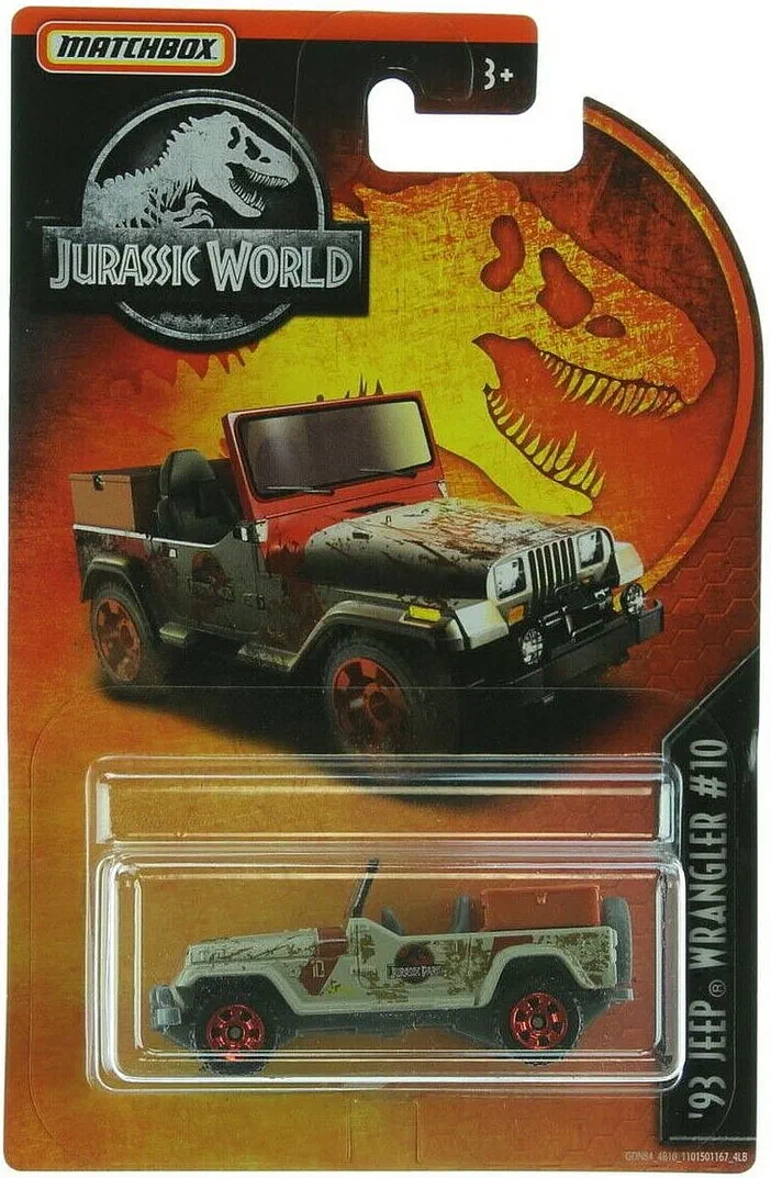 Packaging Matchbox de la voiture '93 Jeep Wrangler #10(NEW) du jeu Jurassic World