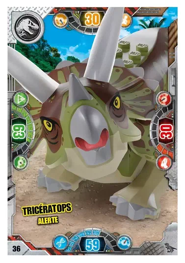 Carte de collection LEGO Jurassic World : Tricératops alerte