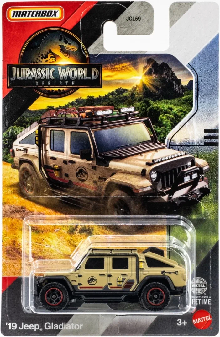 Packaging Matchbox de la Jeep Gladiator '19 du film Jurassic World Rebirth