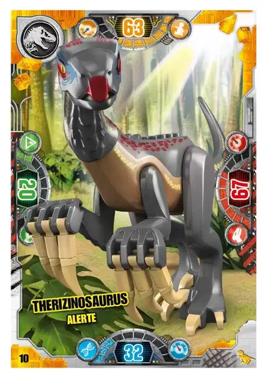 Carte de collection LEGO Jurassic World : Therizinosaurus alerte