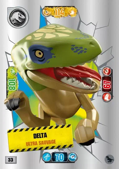 Carte de collection LEGO Jurassic World : Delta ultra sauvage.