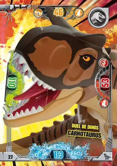Carte de collection LEGO Jurassic World : Duel de dinos Carnotauros