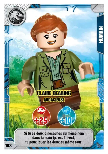 Carte de collection LEGO Jurassic World : Claire Dearing audacieuse