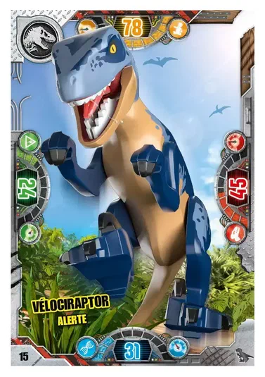 Carte de collection LEGO Jurassic World : Vélociraptor alerte