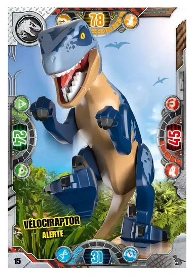 Carte de collection LEGO Jurassic World : Vélociraptor alerte