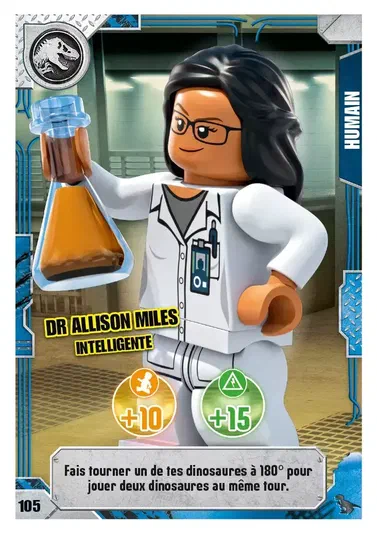 Carte de collection LEGO Jurassic World : Dr Allison Miles intelligente