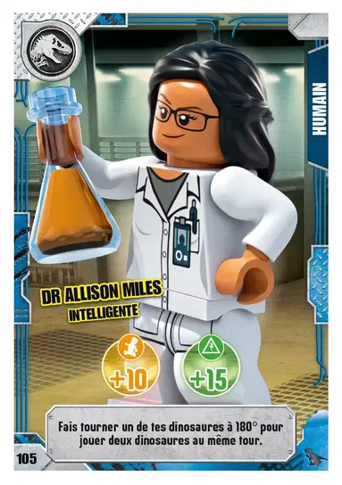 Carte de collection LEGO Jurassic World : Dr Allison Miles intelligente
