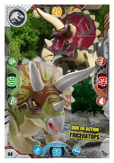 Carte de collection LEGO Jurassic World : Duo en action Tricératops