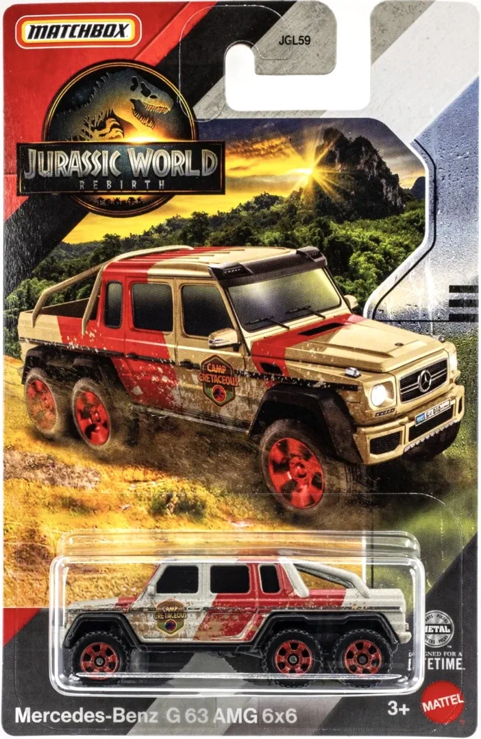 Packaging Matchbox Mercedes-Benz G 63 AMG 6×6 édition Jurassic World Rebirth