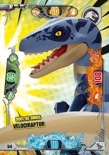 Carte de collection LEGO Jurassic World : Duel de dinos Vélociraptor