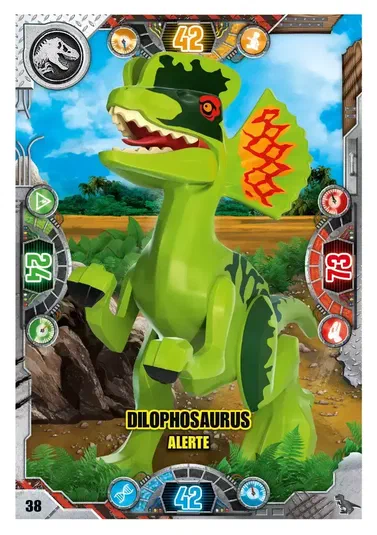 Carte de collection LEGO Jurassic World : Dilophosaurus alerte