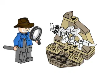 Alan Grant and Dino Skeleton