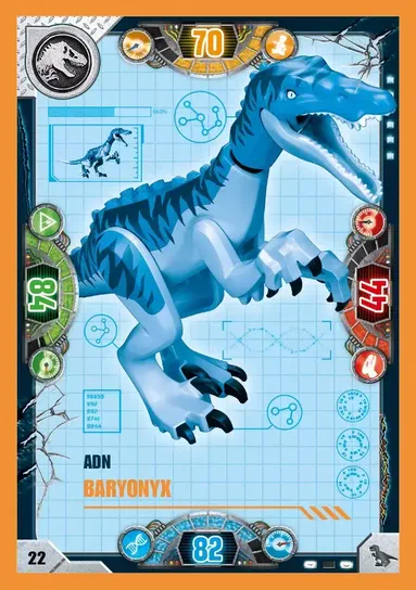 Carte de collection ADN Baryonyx du jeu LEGO Jurassic World