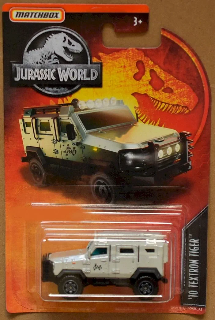Packaging Matchbox de la voiture Textron Tiger du film Jurassic World