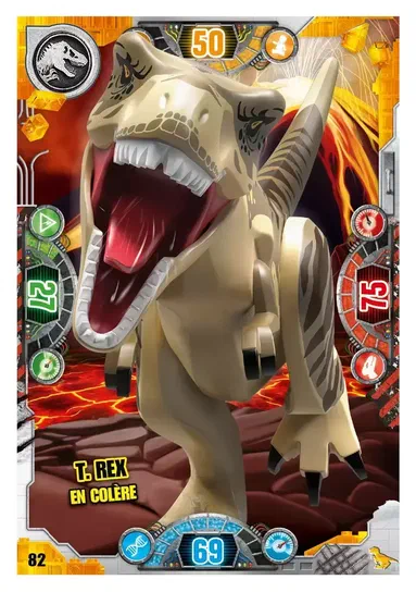 Carte de collection LEGO Jurassic World : T. rex en colère