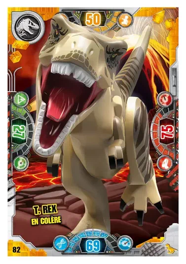 Carte de collection LEGO Jurassic World : T. rex en colère