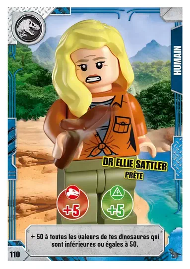 Carte de collection LEGO Jurassic World : Dr Ellie Sattler prête