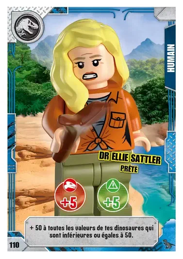 Carte de collection LEGO Jurassic World : Dr Ellie Sattler prête
