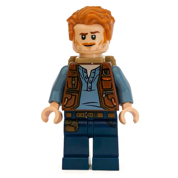 Minifigurine de Owen Grady avec un sac à dos dans le jeu LEGO Jurassic World