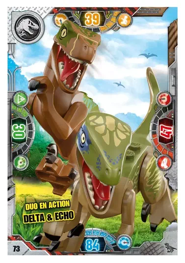 Carte de collection LEGO Jurassic World : Duo en action Delta & Echo