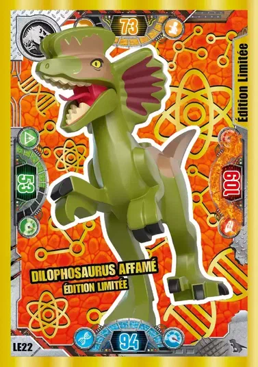 Carte de collection LEGO Jurassic World : Dilophosaurus affamé édition limitée