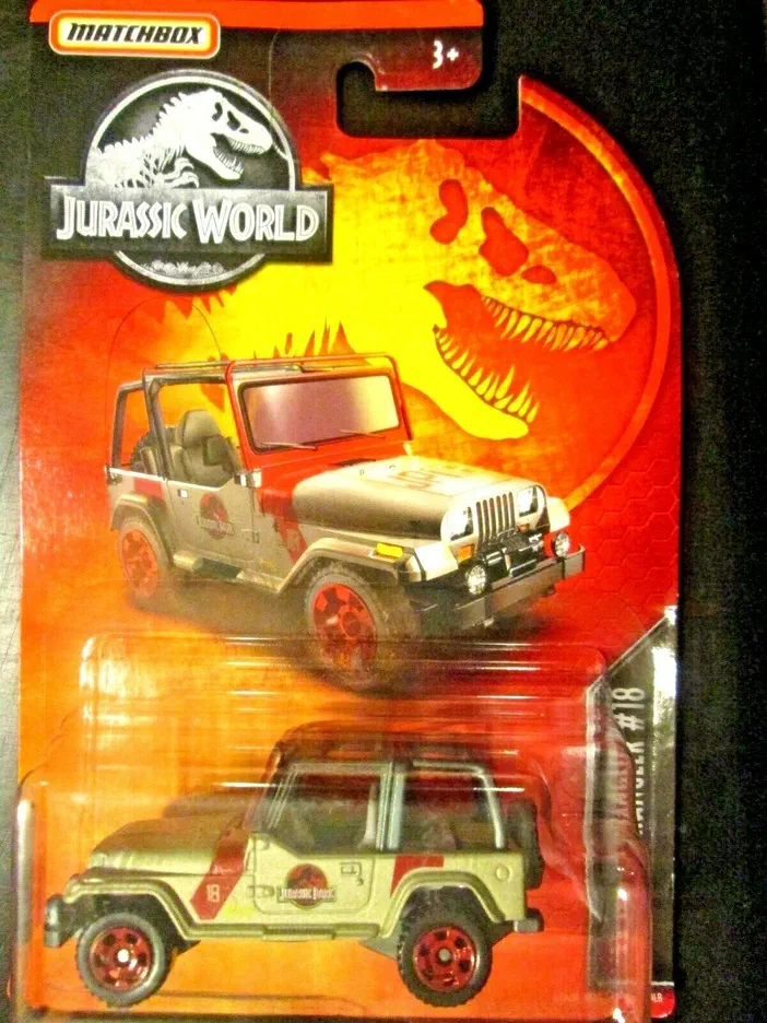 Packaging de la voiture Matchbox '93 Jeep Wrangler #18 - Jurassic World (MBX Entertainment)