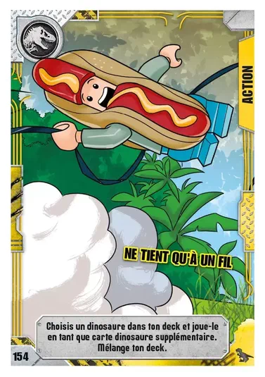 Carte de collection LEGO Jurassic World n°154 : Ne tient qu'à un fil