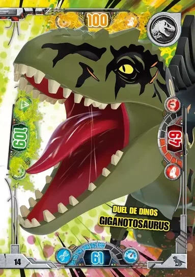 Carte de collection LEGO Jurassic World : Duel de dinos Giganotosaurus