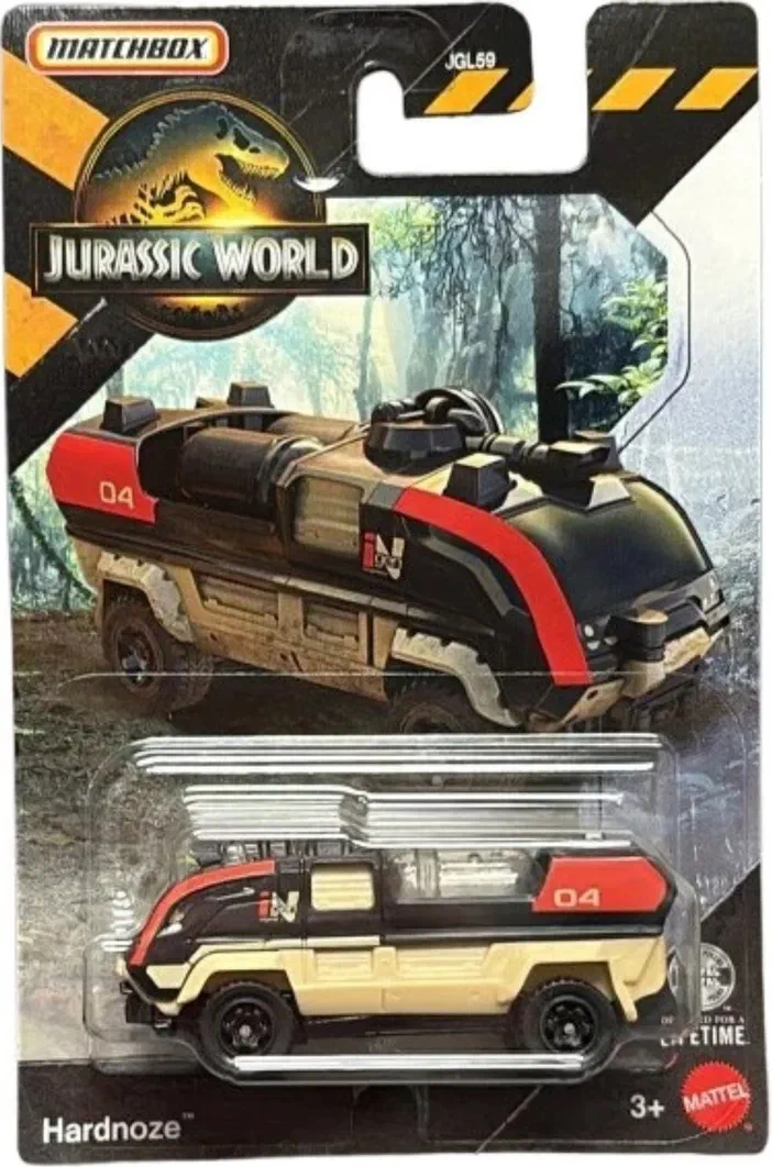 Véhicule Hardnoze Matchbox Jurassic World sur emballage