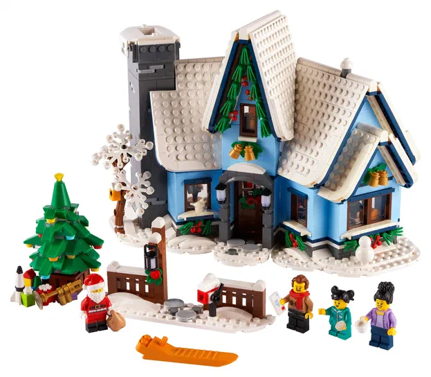Ensemble de construction LEGO Christmas Village (10293) avec maison bleue, arbre décoré et personnages