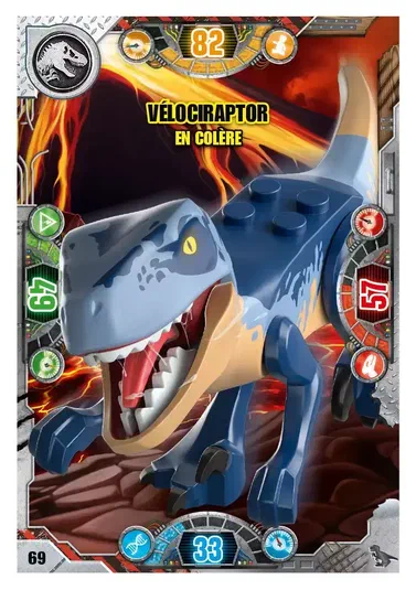 Carte de collection LEGO Jurassic World : Vélociraptor en colère