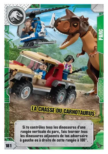 Carte de collection LEGO Jurassic World : La chasse du Carnotaurus