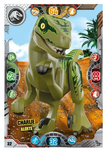 Carte de collection LEGO Jurassic World : Charlie alerte