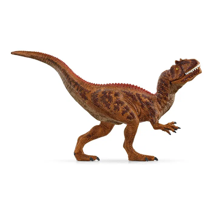 Figurine d'Allosaure de la marque Schleich, en position dynamique sur fond blanc.